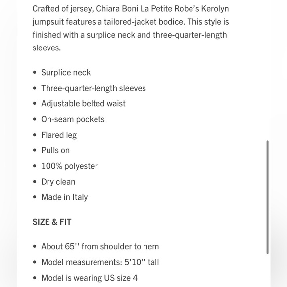 Chiara Boni La Petite Robe Kerolyn Black Flare Leg Jumpsuit‎ Size 10-12 *Msrmnts - Picture 13 of 13